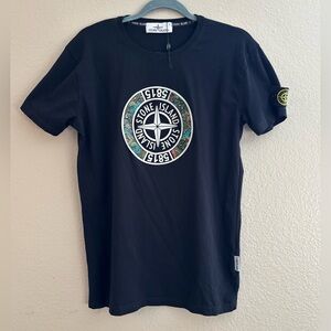 Stone Island Mens Black T-shirt collaboration with Supreme with badge Size Large